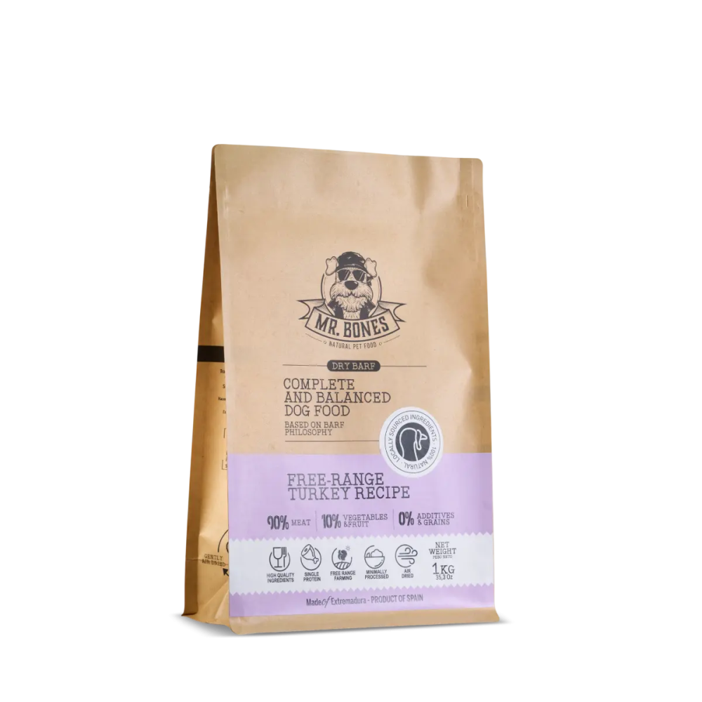 BARF sec Dinde - Nourriture naturelle sans céréales pour chiens