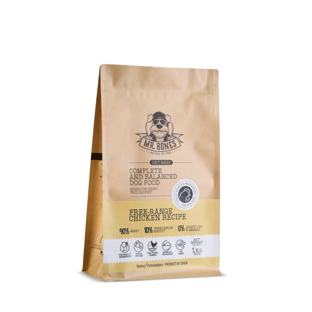 BARF sec Poulet fermier - Nourriture naturelle sans céréales pour chiens