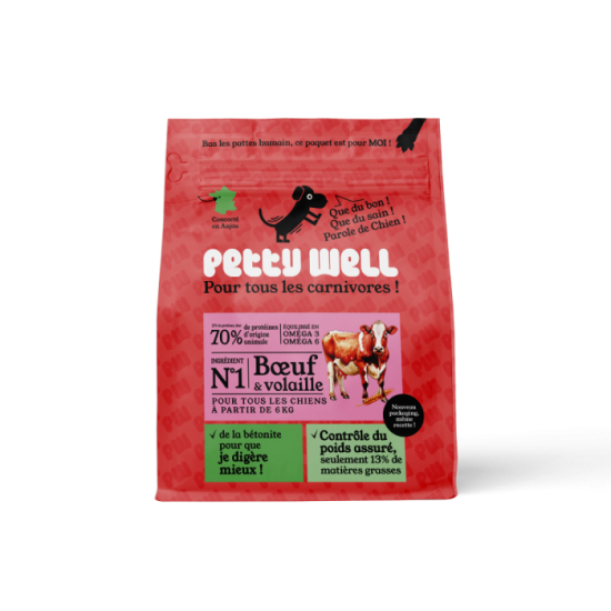 Croquettes Chiot Croissance - Boeuf & Volaille - avec céréales - PACK 20KG