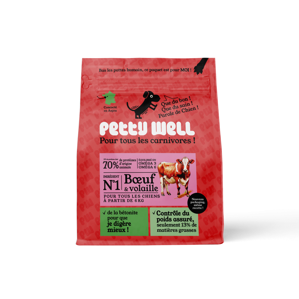 Croquettes Chiot Croissance - Boeuf & Volaille - avec céréales - PACK 20KG