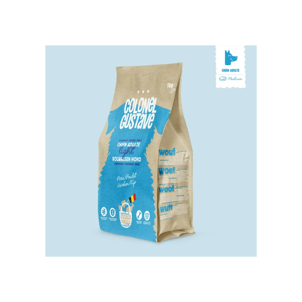 Croquettes Light Chien adulte - Porc/poulet